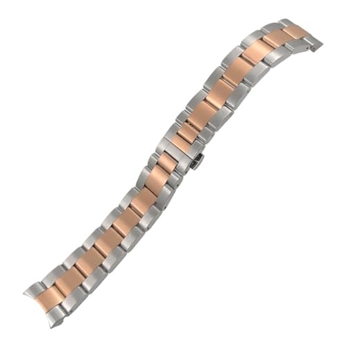 KTRSAVSSA 316L Edelstahl 22mm 23mm Uhrenarmband Curved End Uhrenarmband Kompatibel mit MIDO M005 M038 MULTIFORT Massiv Silber Roségold Armbänder(Silver rosegold,23mm) von KTRSAVSSA