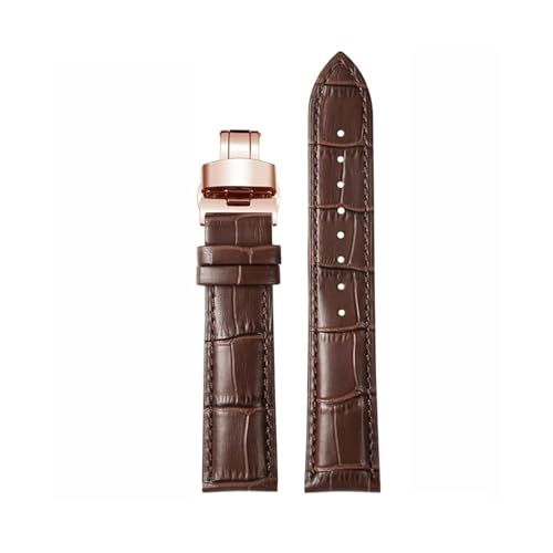 KTRSAVSSA Dunkelblaues Lederarmband, kompatibel mit Citizen, Seiko, Casio, Omega, Armband 14, 16, 18, 19, 20 mm, 21 mm, 22 mm, 23 mm, Herren- und Damenuhrenarmband(Brown RG Folding,22mm) von KTRSAVSSA