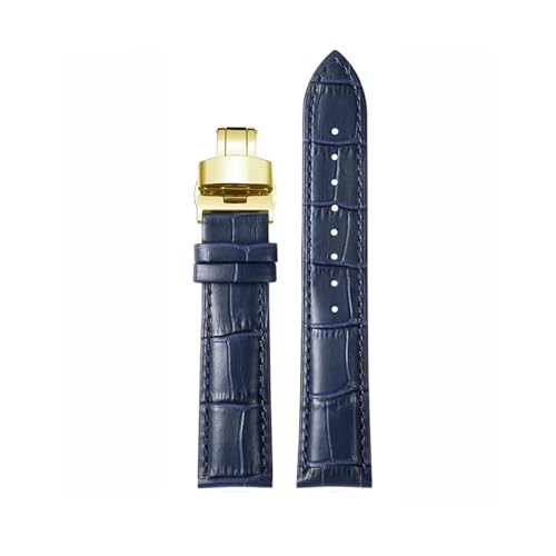 KTRSAVSSA Dunkelblaues Lederarmband, kompatibel mit Citizen, Seiko, Casio, Omega, Armband 14, 16, 18, 19, 20 mm, 21 mm, 22 mm, 23 mm, Herren- und Damenuhrenarmband(Dark blue G Fold,18mm) von KTRSAVSSA