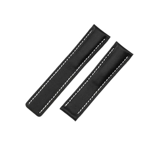 KTRSAVSSA Echtleder-Armband, Kompatibel Mit Breitling-Uhrenarmband, Kompatibel Mit NAVITIMER WORLD Avenger Superocean, 22 Mm, 24 Mm, Herrenarmband(Black,22MM_NO BUCKLE) von KTRSAVSSA