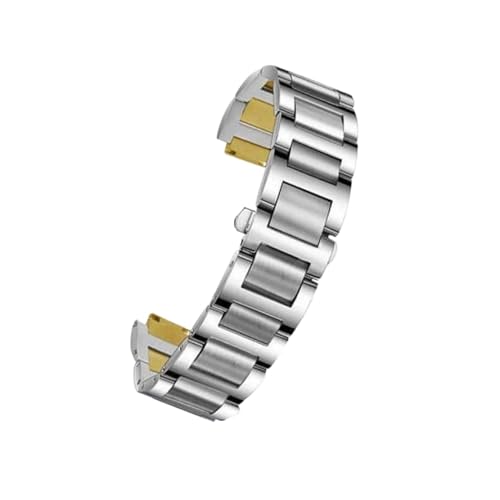 KTRSAVSSA Edelstahl-Armband kompatibel mit Cartier Blue Balloon Herren Damen konvexes Mundarmband Zubehör 14 16 18 20 22 mm(Silver-gold,16mm) von KTRSAVSSA