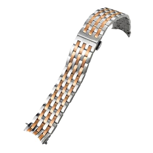 KTRSAVSSA Edelstahl-Armband mit gebogenem Ende, kompatibel Tissot T097 1853 T097407 T097410A, massives Metall-Uhrenarmband, goldene Armbänder(Silver rose gold,20MM_FOR T097) von KTRSAVSSA