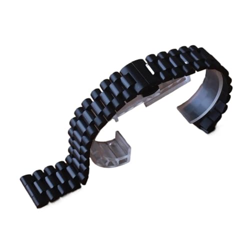KTRSAVSSA Edelstahl-Uhrenarmbänder Armband Damen Herren Silber Schwarz Solide Glieder Metall Uhrenarmband 12 16mm 18mm 20mm 21mm 22mm Zubehör(Black,12mm) von KTRSAVSSA