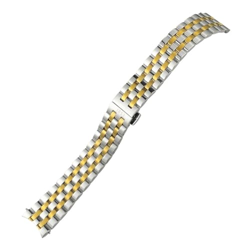 KTRSAVSSA Edelstahl-Uhrenarmband aus massivem Metall T122.407 .210, kompatibel mit TISSOT CARSON-Armbändern in Silber und Gold(Silver gold,20MM_STAINLESS STEEL) von KTRSAVSSA