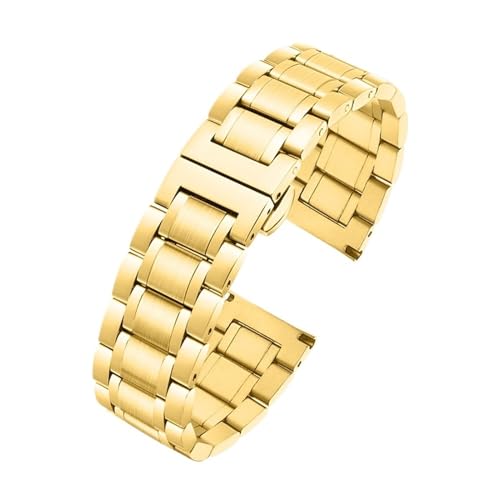 KTRSAVSSA Edelstahlarmband mit gebogenem Ende for Damen und Herren, Metallarmband aus Stahl(Gold,19mm) von KTRSAVSSA