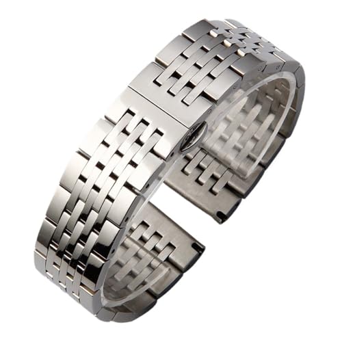KTRSAVSSA Edelstahlarmband mit sieben Perlen, kompatibel mit Le Locle SeriesT41, Ersatzarmband for Uhren mit Ellenbogen 12–24 mm(Silver,19mm) von KTRSAVSSA
