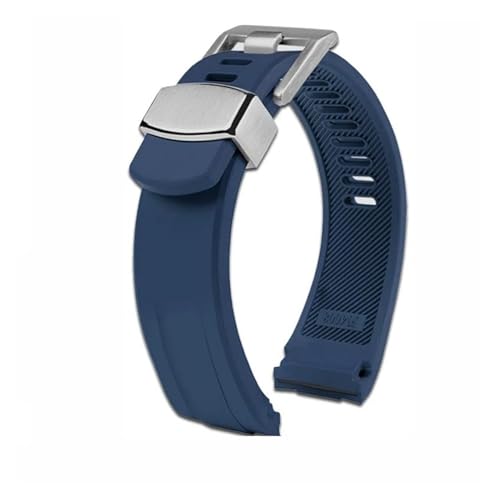 KTRSAVSSA FKM-Uhrenarmband, kompatibel mit Seiko Prospex Cola Ring SRPA21J1 SRPE99K1 SRP777J SRPC91J1/25J1, gebogenes Gummiarmband, Herrenarmband, 20 22 mm(B blue silver,20mm) von KTRSAVSSA