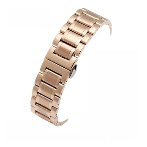 KTRSAVSSA Flaches Armband mit gebogenem Ende in 6 Farben, kompatibel mit jeder Uhrenkette, 18 mm, 19 mm, 20 mm, 22 mm, 23 mm, 24 mm, Metall-Edelstahl-Armband for Herren und Damen(Rose Gold,18mm) von KTRSAVSSA