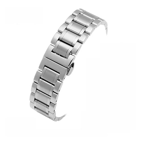 KTRSAVSSA Flaches Armband mit gebogenem Ende in 6 Farben, kompatibel mit jeder Uhrenkette, 18 mm, 19 mm, 20 mm, 22 mm, 23 mm, 24 mm, Metall-Edelstahl-Armband for Herren und Damen(Silver,22mm) von KTRSAVSSA