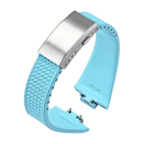 KTRSAVSSA Fluorkautschukarmband, kompatibel mit Tissot PRX-Serie Super Player 35 mm 40 mm FKM Damen Herren, Schnellverschluss-Uhrenarmband mit Faltschließe, 11 mm 12 mm(Light blue Silver,11mm) von KTRSAVSSA