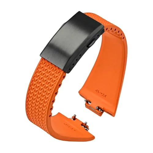 KTRSAVSSA Fluorkautschukarmband, kompatibel mit Tissot PRX-Serie Super Player 35 mm 40 mm FKM Damen Herren, Schnellverschluss-Uhrenarmband mit Faltschließe, 11 mm 12 mm(Orange Black,12mm) von KTRSAVSSA