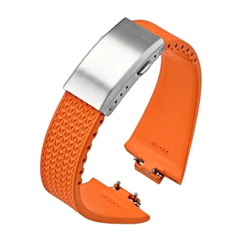 KTRSAVSSA Fluorkautschukarmband, kompatibel mit Tissot PRX-Serie Super Player 35 mm 40 mm FKM Damen Herren, Schnellverschluss-Uhrenarmband mit Faltschließe, 11 mm 12 mm(Orange Silver,11mm) von KTRSAVSSA