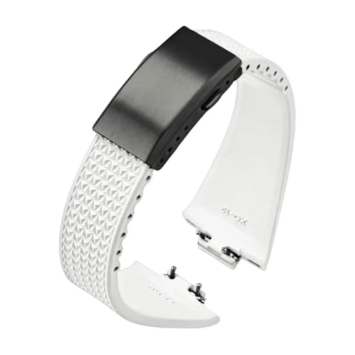 KTRSAVSSA Fluorkautschukarmband, kompatibel mit Tissot PRX-Serie Super Player 35 mm 40 mm FKM Damen Herren, Schnellverschluss-Uhrenarmband mit Faltschließe, 11 mm 12 mm(White Black,12mm) von KTRSAVSSA