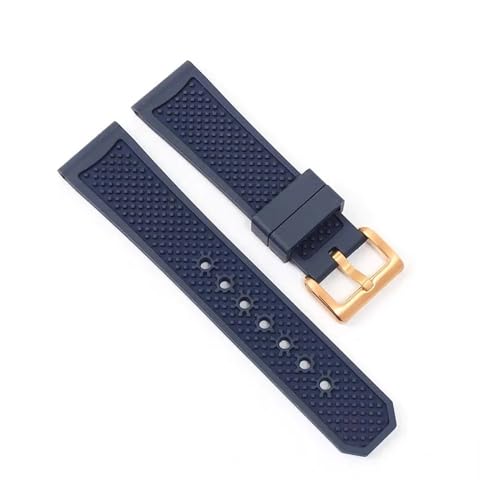 KTRSAVSSA FluoroRubber Silikon Uhrenarmband Wasserdicht Ersatz Kompatibel Mit Cartier Armband CALIBRE W7100055/WGCA0010 WSCA0006 Armband 23mm 24mm(Blue Rose Gold,24mm) von KTRSAVSSA