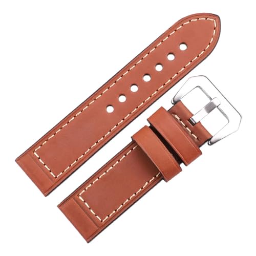KTRSAVSSA Handgefertigtes Uhrenarmband aus Leder im Retro-Rindsleder-Design in Schwarz, Braun und Rot, passend for 22 mm 24 Uhren mit Schnallenverschluss(Dark Brown,22mm) von KTRSAVSSA