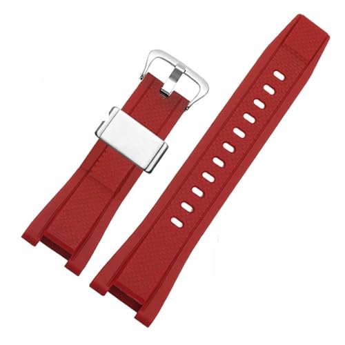 KTRSAVSSA Herren-Gummiarmband, kompatibel mit Casio Gshock, Silikonharz-Uhrenarmband Gst Gst-210 B100 S110 Gst-w300 410 210 400g S130 S310 S330 Band(Steel ring red sk) von KTRSAVSSA
