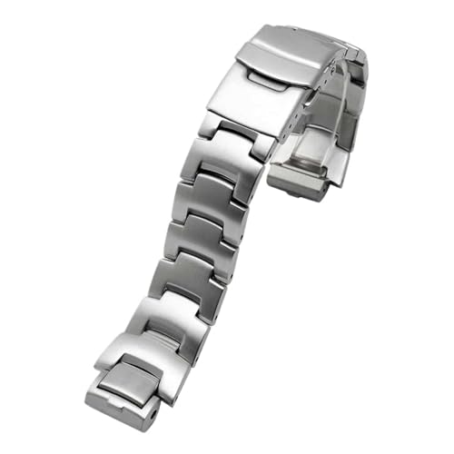 KTRSAVSSA Herren-Metallarmband, kompatibel mit Casio PRW-6000/6100/3000/3100 PRG-300, Stahl-Uhrenarmband, Herrenarmband, Armbandzubehör, konvexes Ende, 16 mm(Silver) von KTRSAVSSA