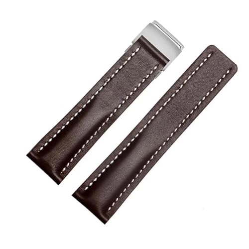 KTRSAVSSA Kalbsleder-Uhrenarmbänder kompatibel mit Breitling-Uhrenarmband, Lederarmband, Gürtel, Uhrenarmband Masculino(Coffee,24mmNO Buckle) von KTRSAVSSA