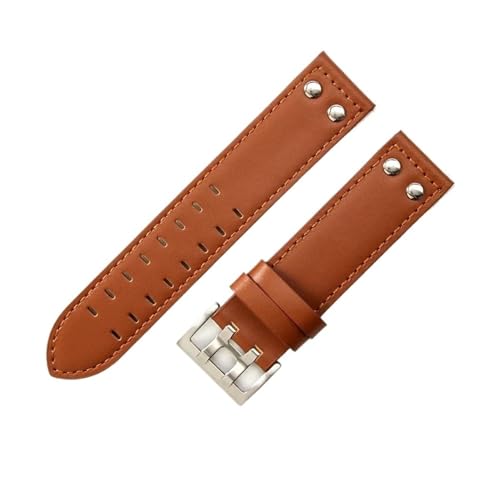 KTRSAVSSA Kompatibel Mit Hamilton Jazz Khaki Aviation Field Herren-Lederarmband 20 22 Mm – Allergie-Doppelloch-Atmungsaktive Uhrenarmbänder(Brown brown-Steel-,20mm) von KTRSAVSSA