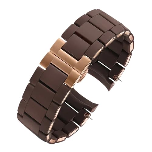 KTRSAVSSA Kompatibel mit Armani AR5920|5919|5859|5867 Uhrenarmband, Binge Rubber Clad Steel Herren- und Damen-Uhrenarmband 20/23 mm(Brown-Rose,20mm) von KTRSAVSSA