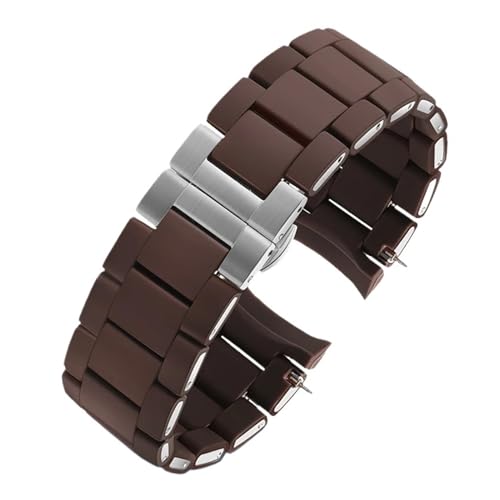 KTRSAVSSA Kompatibel mit Armani AR5920|5919|5859|5867 Uhrenarmband, Binge Rubber Clad Steel Herren- und Damen-Uhrenarmband 20/23 mm(Brown-Silver,20mm) von KTRSAVSSA