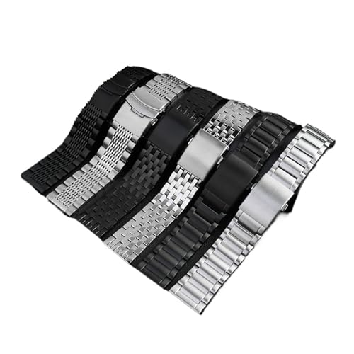 KTRSAVSSA Kompatibel mit DIESEL Edelstahl-Herrenuhrarmband Dz7395 Dz4316 Police Großes Zifferblatt 22 24 26 28 Doppeldruckschnalle Uhrenarmband ersetzen(G01-3-Beads-Golden,26mm) von KTRSAVSSA