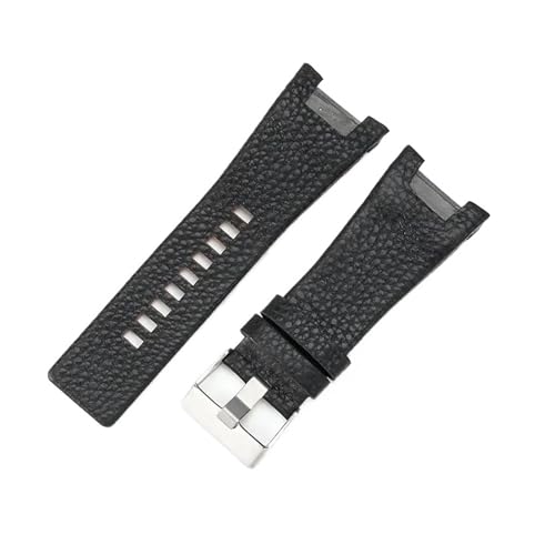 KTRSAVSSA Kompatibel mit Diesel Dz1216 Dz1273 Dz4246 Kuhleder-Uhrenarmbänder, wasserdicht, atmungsaktiv, mit konkaver Schnittstelle, 32 mm(Black(LZ)-Steel-K3) von KTRSAVSSA