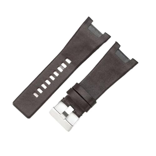 KTRSAVSSA Kompatibel mit Diesel Dz1216 Dz1273 Dz4246 Kuhleder-Uhrenarmbänder, wasserdicht, atmungsaktiv, mit konkaver Schnittstelle, 32 mm(Brown(PW)-Steel-K3) von KTRSAVSSA