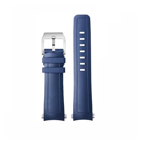 KTRSAVSSA Kompatibel mit IWC AQUATIMER Ocean Timepiece IWC IW356802 376705 376711 Herrenarmband Schnellverschluss-Uhrenarmband mit gebogenem Ende aus Fluorkautschuk(Blue silver) von KTRSAVSSA