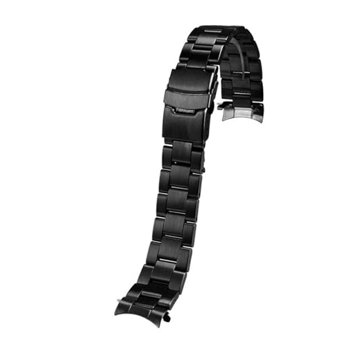KTRSAVSSA Kompatibel mit Seiko Nr. 5 SNKN67J Skx007 Skx009 SKX175 SKX173 Edelstahl-Armband mit gebogenem Ende, Uhrenarmband-Zubehör, Silber/Schwarz(G16 black,20mm) von KTRSAVSSA