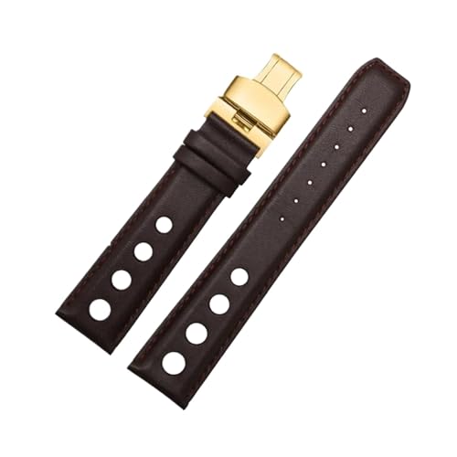 KTRSAVSSA Kompatibel mit Tissot 1853 Sports Racing Series PRS516 T91 Uhrenarmband, oberste Schicht Rindsleder, 20 mm, kompatibel mit Chopin-Uhrenarmband, Lederarmbänder(Brown gold) von KTRSAVSSA