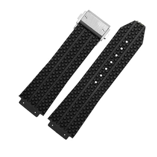 KTRSAVSSA Kompatibel mit dem Armband BIG BANG Authentic Watchband Edelstahlschnalle Kostenloses Werkzeug Schwarzes Silikon Herren Gummi Watchband25 * 19 Zwei Stile(Black diamond shape,24X17mm gold) von KTRSAVSSA