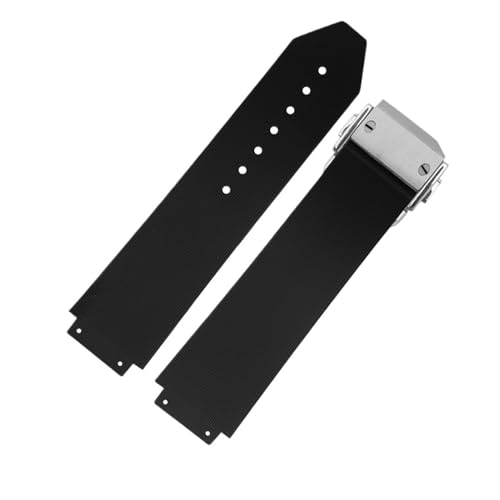 KTRSAVSSA Kompatibel mit dem Armband BIG BANG Authentic Watchband Edelstahlschnalle Kostenloses Werkzeug Schwarzes Silikon Herren Gummi Watchband25 * 19 Zwei Stile(Black stripe,25X19mm no clasp) von KTRSAVSSA
