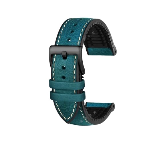 KTRSAVSSA Kompatibel mit jedem italienischen Uhrenarmband aus Rindsleder 19 20 21 21 22 23 MM Grün Braun Blau Rot Herren Fluorkautschuk-Armband(Blue black pin,20mm) von KTRSAVSSA