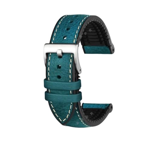 KTRSAVSSA Kompatibel mit jedem italienischen Uhrenarmband aus Rindsleder 19 20 21 21 22 23 MM Grün Braun Blau Rot Herren Fluorkautschuk-Armband(Blue silver pin,24mm) von KTRSAVSSA
