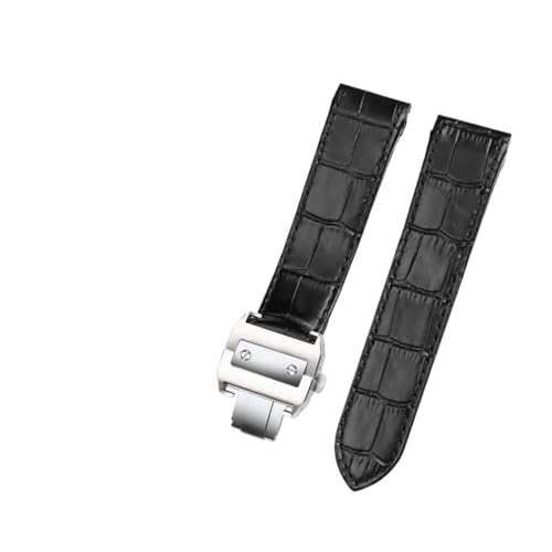 KTRSAVSSA Lederarmband passend for Cartier Santos Armband Santos 100 Herren- und Damen-Faltschließe 20 mm 23 mm(Black Silver Buckle,20mm) von KTRSAVSSA