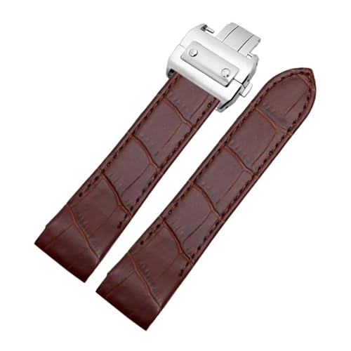 KTRSAVSSA Lederarmband passend for Cartier Santos Armband Santos 100 Herren- und Damen-Faltschließe 20 mm 23 mm(Brown Silver,20mm) von KTRSAVSSA