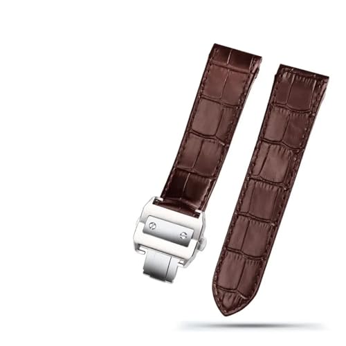 KTRSAVSSA Lederarmband passend for Cartier Santos Armband Santos 100 Herren- und Damen-Faltschließe 20 mm 23 mm(Brown silver Buckle,20mm) von KTRSAVSSA