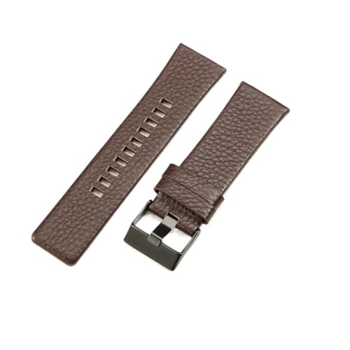 KTRSAVSSA Leichtes und bequemes Lederarmband, kompatibel mit Diesel Dz4318 Dz7333 Dz7396 Dz1206, schweißfestes Rindslederarmband, 24, 26, 28 mm(Brown-Black-K3,28mm) von KTRSAVSSA