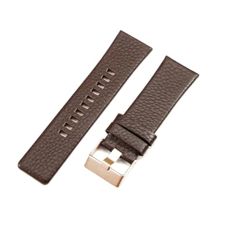 KTRSAVSSA Leichtes und bequemes Lederarmband, kompatibel mit Diesel Dz4318 Dz7333 Dz7396 Dz1206, schweißfestes Rindslederarmband, 24, 26, 28 mm(Brown-Rose-K3,32mm) von KTRSAVSSA