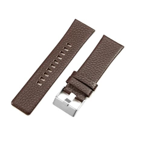 KTRSAVSSA Leichtes und bequemes Lederarmband, kompatibel mit Diesel Dz4318 Dz7333 Dz7396 Dz1206, schweißfestes Rindslederarmband, 24, 26, 28 mm(Brown-Steel-K3,26mm) von KTRSAVSSA
