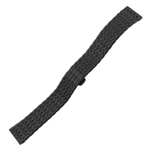KTRSAVSSA Luxuriöses Edelstahl-Uhrenarmband 14 mm 16 mm 18 mm 20 mm 22 mm Gold-Silber-Schmetterlingsschnalle Uhrenarmband Kompatibel mit Longines L4 Damen Dame(Black,14mm) von KTRSAVSSA