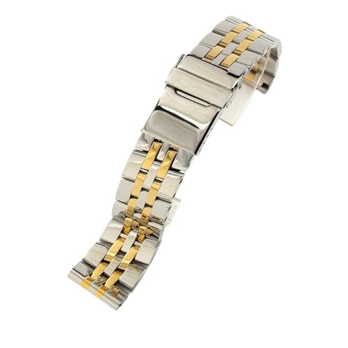 KTRSAVSSA Massives Edelstahl-Uhrenarmband for Herren, kompatibel mit Breitling Avengers Super Challenger Aviation Mechanical Timing 20 22 24 mm Uhrenarmband(Steel golden,24mm) von KTRSAVSSA