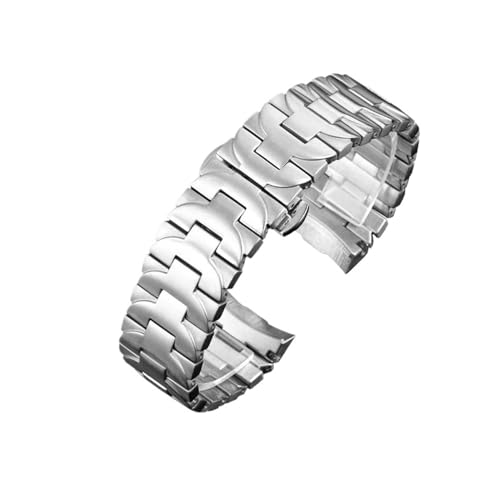 KTRSAVSSA Massives Edelstahl-Uhrenarmband mit gebogenem Ende, kompatibel mit Panerai PAM441 111 382 PAM01316, Uhrenarmband for Herren, Schmetterlingsverschluss, 24 mm(Silver) von KTRSAVSSA