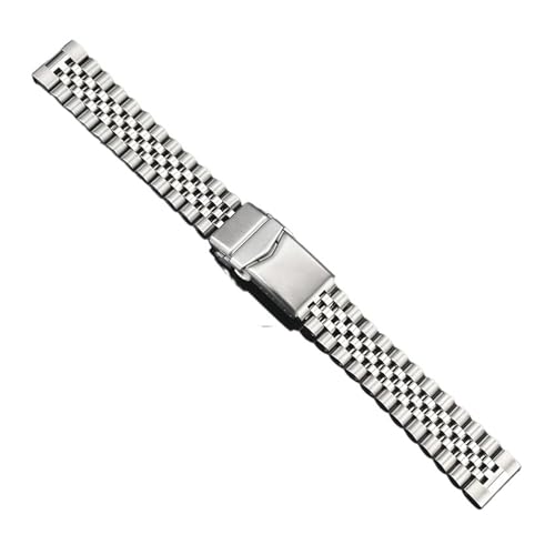 KTRSAVSSA Massives Edelstahlarmband 18 mm 20 mm 22 mm Universal-Uhrenarmband mit flacher Schnittstelle, kompatibel mit Casio, kompatibel mit Seiko Jubilee-Metallarmband(Silver SX3,22mm) von KTRSAVSSA