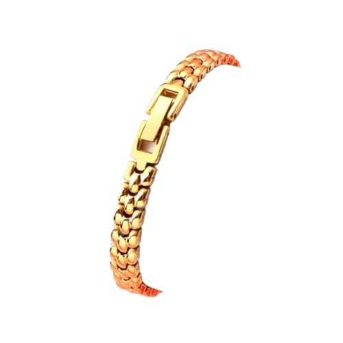 KTRSAVSSA Massives Edelstahlarmband for Damen, modisch, Roségold, kleines Armband, Netzgürtel, 6 mm, 8 mm, 10 mm, 12 ultradünne Uhrenkette aus Metall(Golden,12mm) von KTRSAVSSA