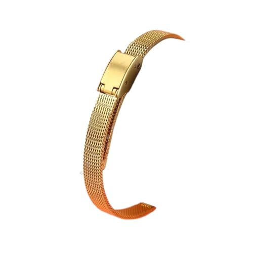 KTRSAVSSA Massives Edelstahlarmband for Damen, modisch, Roségold, kleines Armband, Netzgürtel, 6 mm, 8 mm, 10 mm, 12 ultradünne Uhrenkette aus Metall(Mesh belt Golden,8mm) von KTRSAVSSA