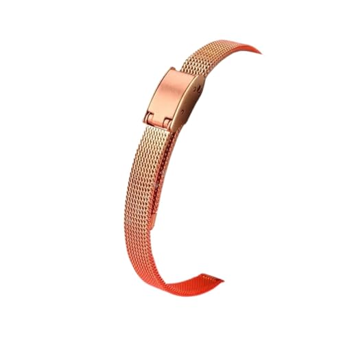 KTRSAVSSA Massives Edelstahlarmband for Damen, modisch, Roségold, kleines Armband, Netzgürtel, 6 mm, 8 mm, 10 mm, 12 ultradünne Uhrenkette aus Metall(Mesh belt rose gold,10mm) von KTRSAVSSA