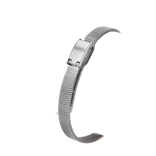 KTRSAVSSA Massives Edelstahlarmband for Damen, modisch, Roségold, kleines Armband, Netzgürtel, 6 mm, 8 mm, 10 mm, 12 ultradünne Uhrenkette aus Metall(Mesh belt silver,10mm) von KTRSAVSSA