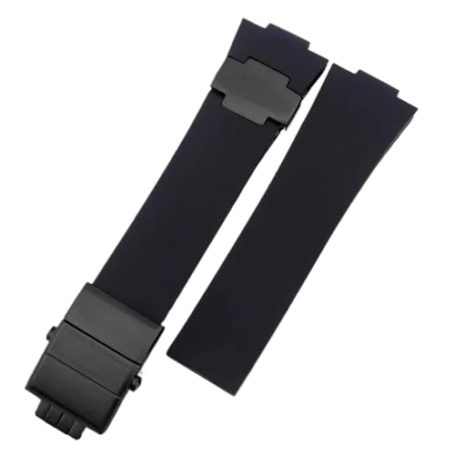 KTRSAVSSA Silikon-Uhrenarmband, kompatibel mit Athens Observation Navigation 1183, Herren/Damen, wasserdicht, kompatibel mit Ulysse Nardin, Gummi-Uhrenarmband, 25 mm(Black-black) von KTRSAVSSA